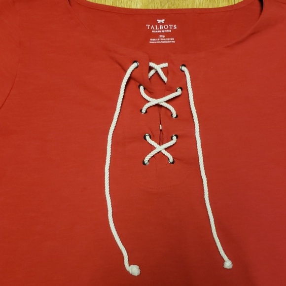 Talbots plus size lace up red top  2Xp - Picture 2 of 3